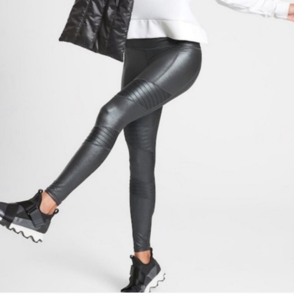 Athleta Pants - Athleta Inclination Moto tight black shimmer